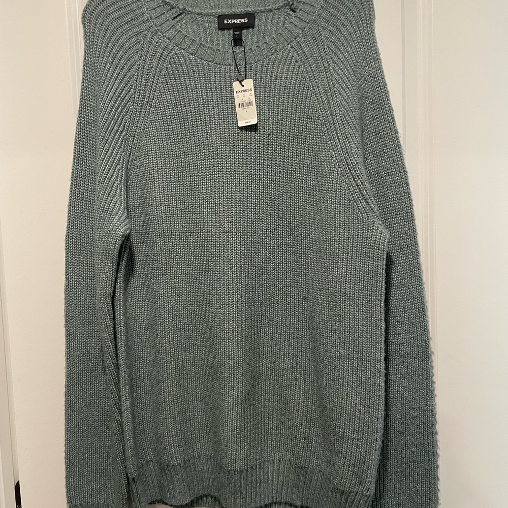 Express Women's Sage Crew Neck Sweater